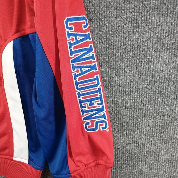 NHL Boys Montreal Canadiens Full Zip Jacket Medium Red Blue Raglan Embroidered - Picture 6 of 14